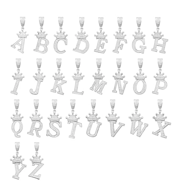 Initial Necklace Letter Necklace Pendant, A-Z Copper-Set Zircon Crown Pendants 23.21 Inch Pendant Necklaces-Electroplated non Tarnish Name Necklaces, Everyday Minimalist Accessories, Silver P by Leashelllinco - Image 6