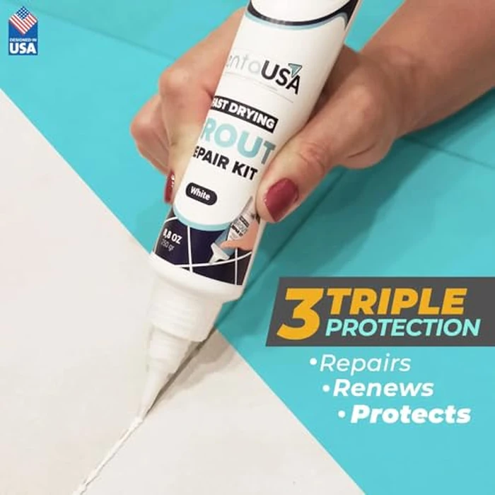 PentaUSA Tile Grout Repair Kit - White Premixed Acrylic Sanded Grout Filler for Bathroom, Shower, and Kitchen, Water-Resistant Tube with Applicator, Fills Cracks and Gaps, Fast Drying (8.8oz / 250g) by PENTAUSA - Image 6