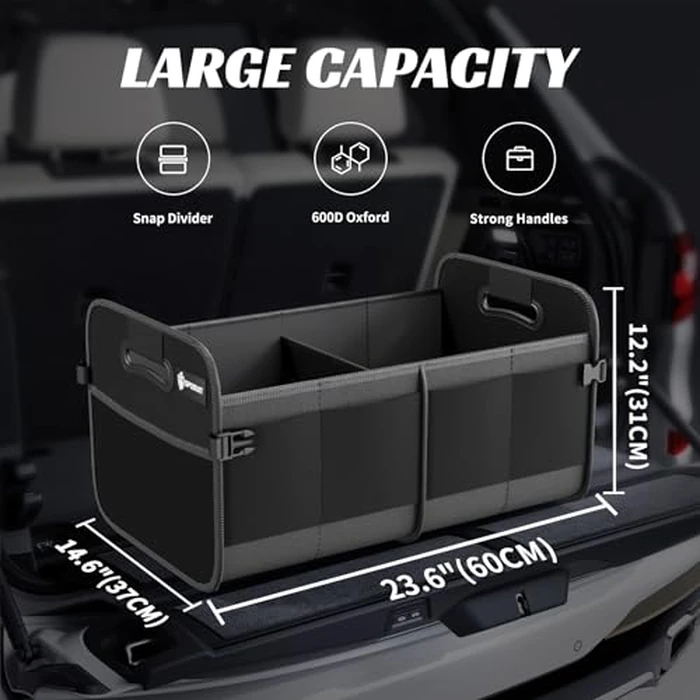 Sposuit Trunk Organizer for Car - 70L Collapsible Car Storage with 11 Pockets & Reinforced Handles, SUV Trunk Organizers for Grocery Cargo(Black) by Sposuit - Image 2