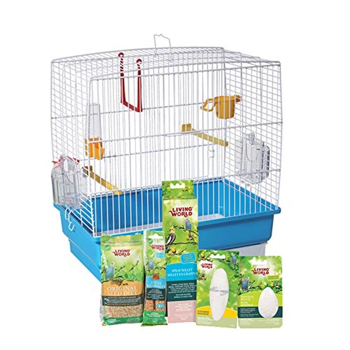 Living World 82940 Budgie Starter Kit-40cm L X 25cm W X 41cm H (15.75-Inch X 9.8-Inch X 16-Inch), White, 6 Count (Pack of 1) by Living World - Used - Acceptable condition - CA$26.46