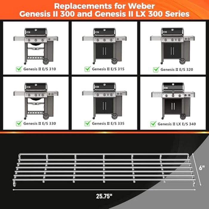 QuliMetal Stainless Steel Grill Warming Rack for Weber Genesis II 300 Series Gas Grills, Genesis II E-310, II E-315, II E-330, II E-335, II S-310, II S-335 Series, Replacement Parts for Weber 66044 by QuliMetal - Image 2