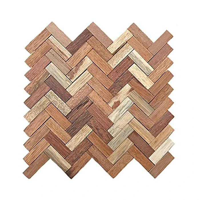 11 7/8"W x 11 7/8"H x 1/2"P Herringbone Boat Wood Mosaic Wall Tile, Natural Finish by Ekena Millwork - Used - Acceptable condition - CA$14.86