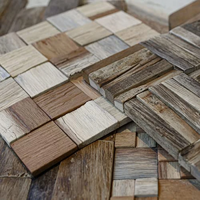 11 7/8"W x 11 7/8"H x 1/2"P Herringbone Boat Wood Mosaic Wall Tile, Natural Finish by Ekena Millwork - Image 9