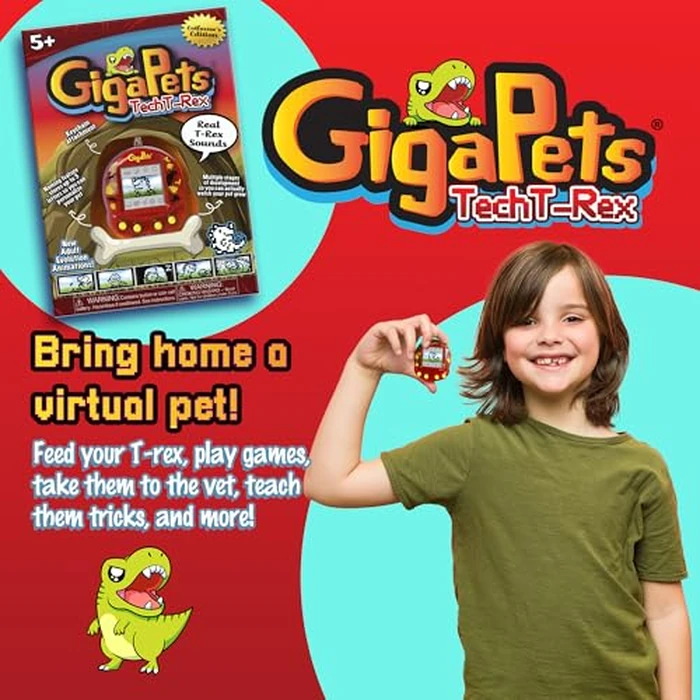 GigaPets Giga Pets Tech T-Rex Virtual Animal Pet Toy, Upgraded Collector’s Edition, Glossy New Housing Shell Nostalgic 90s Toy, 3D Pet Live in Motion, Multicolor, Small (1111) by Top Secret Toys - Image 2