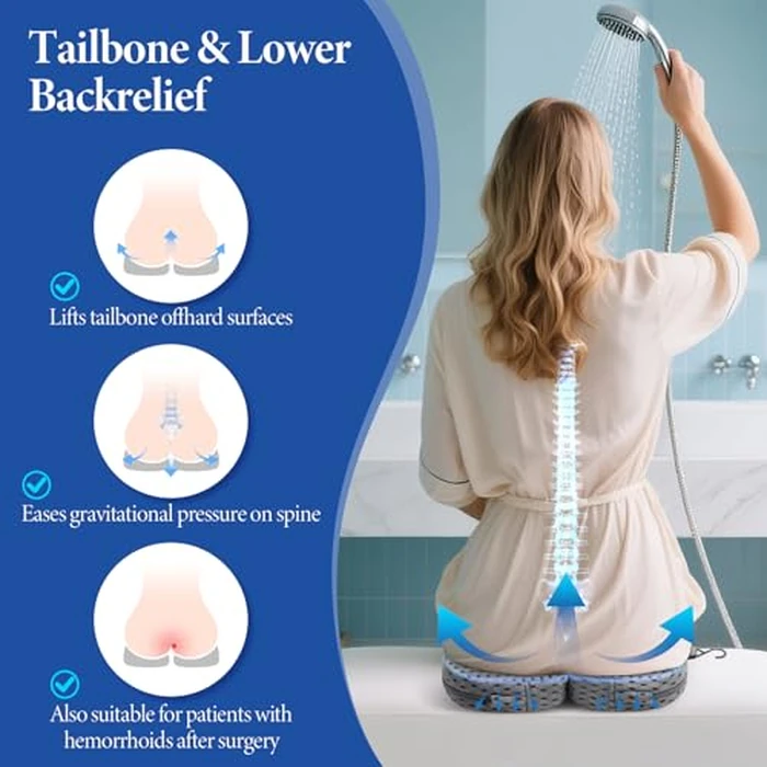 RUIERS U Shaped Shower Seat Cushion, Quick Drying Shower Chair Cushion, Bathtub Chair Pad with 4D Air Fiber Materia, Shower Seat Mat with Mesh Cover and Hook, for Elderly, Senior, Handicap, Disabled by RUIERS - Image 3