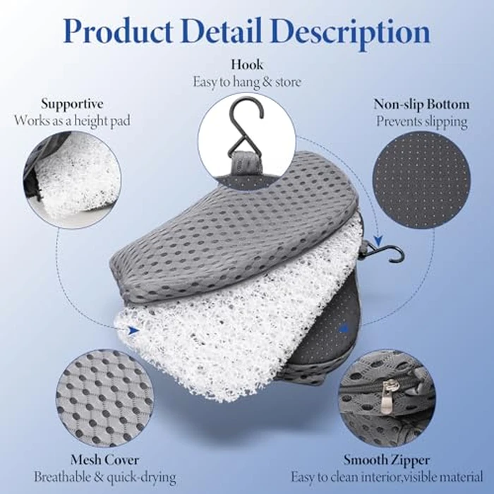 RUIERS U Shaped Shower Seat Cushion, Quick Drying Shower Chair Cushion, Bathtub Chair Pad with 4D Air Fiber Materia, Shower Seat Mat with Mesh Cover and Hook, for Elderly, Senior, Handicap, Disabled by RUIERS - Image 5