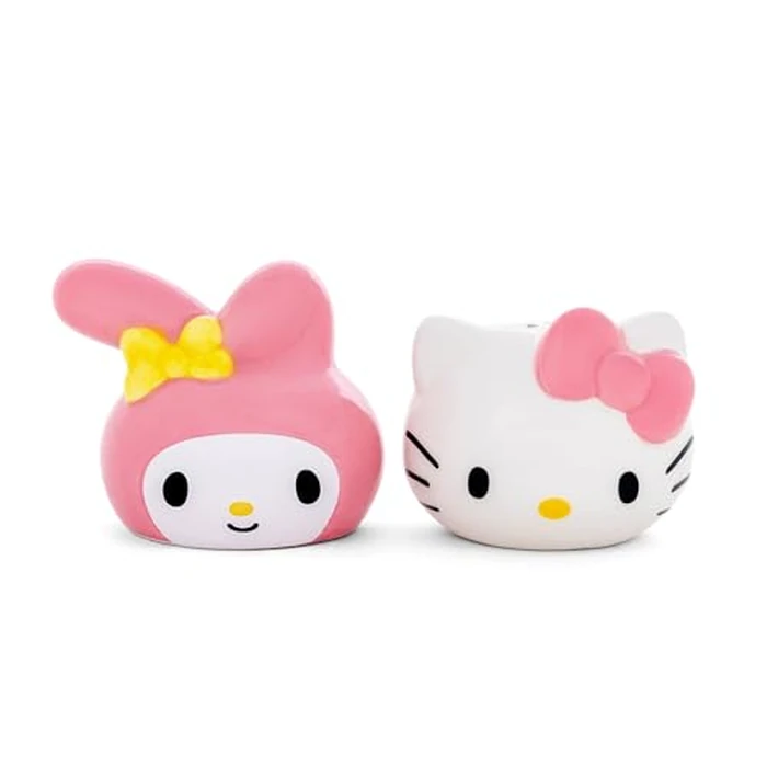 Silver Buffalo Sanrio Hello Kitty And My Melody 3D Sculpted Ceramic Salt and Pepper Shaker Set by Silver Buffalo - Image 1