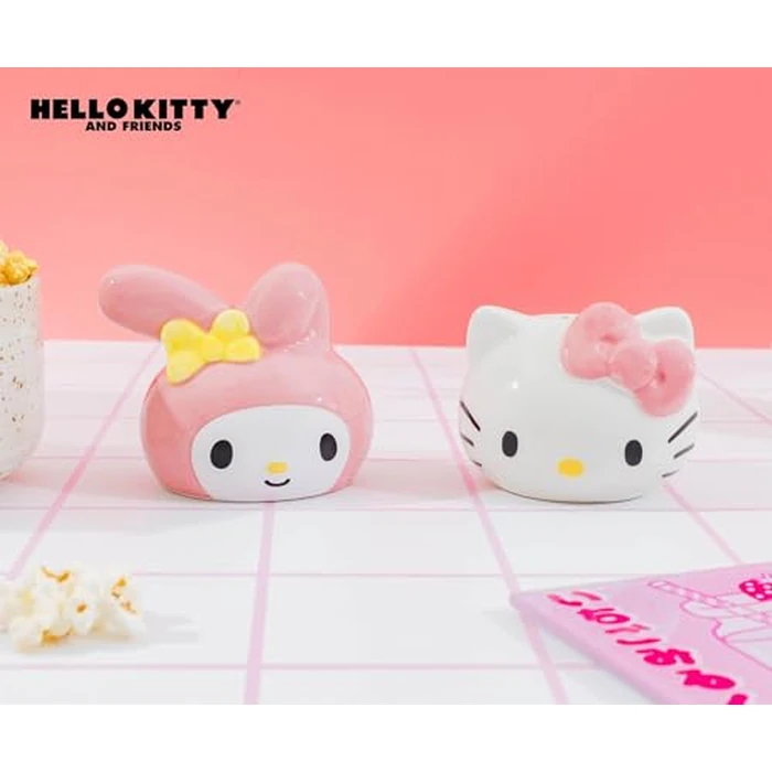 Silver Buffalo Sanrio Hello Kitty And My Melody 3D Sculpted Ceramic Salt and Pepper Shaker Set by Silver Buffalo - Image 6