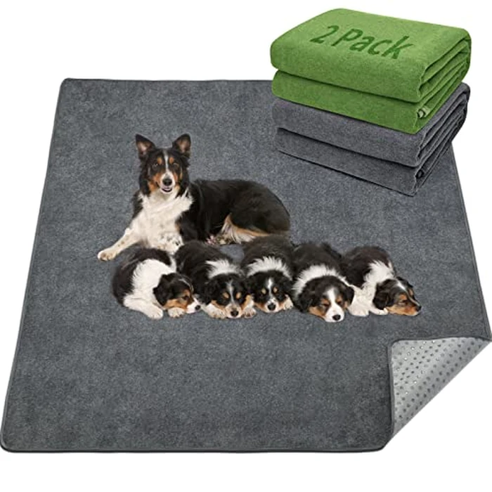 LOOBANI 2 Packs Extra Large Reusable Dog Mat for Floor, Non-Slip Washable Pee Pads for Dogs, Fast Absorbent Pet Whelping Pads, Puppy Playpen Mat for Incontinence, Housebreak, Crate, 72x72in, Mix by LOOBANI - Used - Like New condition - US$45.02