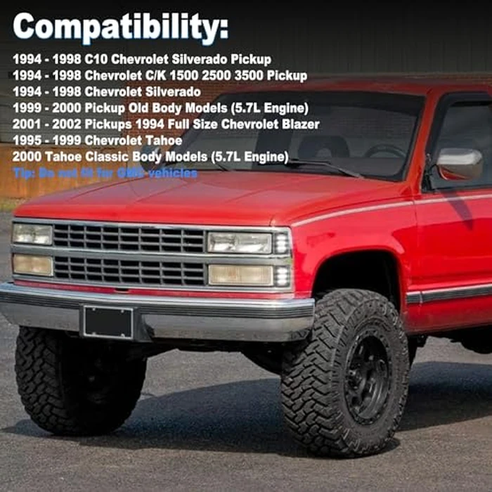 MOVOTOR LED Side Marker Light Assembly with White Sequential Turn Signal LED Front Corner Lights Compatible with 1994-1998 Chevy C/K 1500 2500 3500 C10 Silverado Tahoe Suburban(NOT FIT for GMC) by MOVOTOR - Image 7