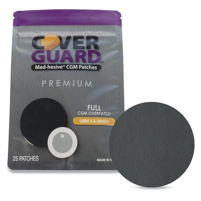 CoverGuard CGM Overpatch | Freestyle Libre 3 | Black Full Coverage Design| 25-Count | Waterproof Adhesive | Anti-Fray | Easy Application & Removal | Made in USA | Sensor Protection by CoverGuard - Used - Like New condition - US$17.07