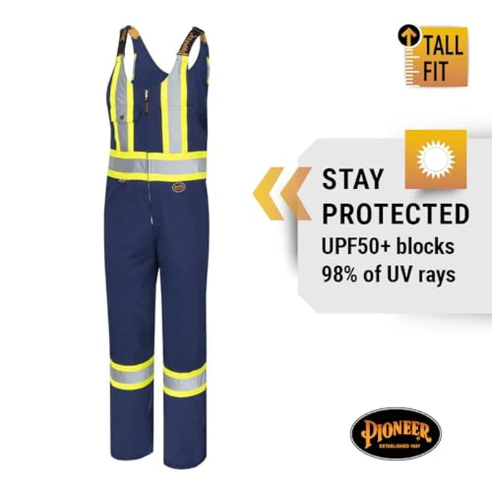 Pioneer Hi Vis Safety Overalls for Men - For Construction, Traffic, Sanitation - Class 2 - 7 Pockets - Navy Blue - Tall Fit by Pioneer - Image 8