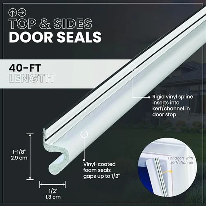 M-D Building Products 91805 Soundproof Weather Stripping Door Seal, 40 feet White Vinyl-Coated Foam Kerf/Channel, Easy to Install, Large Gap Coverage, Dust & Water Prevention by M-D Building Products - Image 2