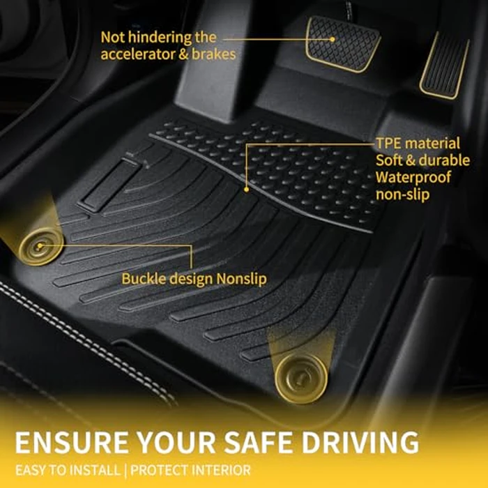 GINOWY-Floor Mats & Cargo Liner for Ford Mustang Mach-E 2021-2026丨TPE All Weather All Season Rubber Car Mats Liners Accessories for Mustang Mach-E Cargo Trunk Mat by GINOWY - Image 3
