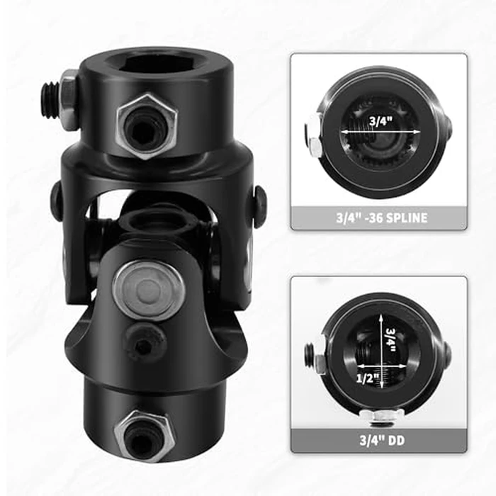 GLOCRORET 3/4"-36 Spline X 3/4" DD Black Single Steering Shaft Universal U-Joint by GLOCRORET - Image 2