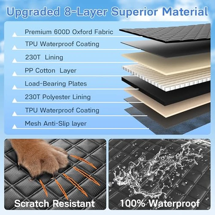 Dog Car Seat Cover for Back Seat, Hard Bottom Car Seat Cover for Dogs with Door Protectors for Traveling and Camping with Pets, Waterproof and Scratch-Resistant, Suitable for Cars by Twesync - Image 2