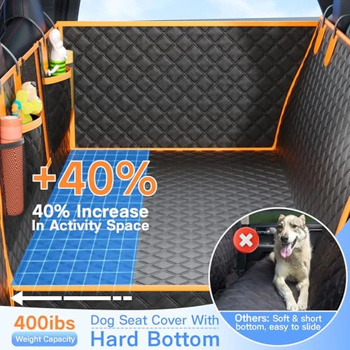 Dog Car Seat Cover for Back Seat, Hard Bottom Car Seat Cover for Dogs with Door Protectors for Traveling and Camping with Pets, Waterproof and Scratch-Resistant, Suitable for Cars by Twesync - Image 3
