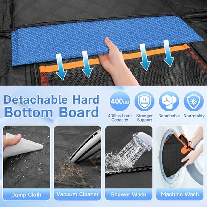 Dog Car Seat Cover for Back Seat, Hard Bottom Car Seat Cover for Dogs with Door Protectors for Traveling and Camping with Pets, Waterproof and Scratch-Resistant, Suitable for Cars by Twesync - Image 7