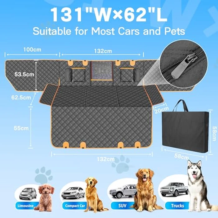Dog Car Seat Cover for Back Seat, Hard Bottom Car Seat Cover for Dogs with Door Protectors for Traveling and Camping with Pets, Waterproof and Scratch-Resistant, Suitable for Cars by Twesync - Image 8