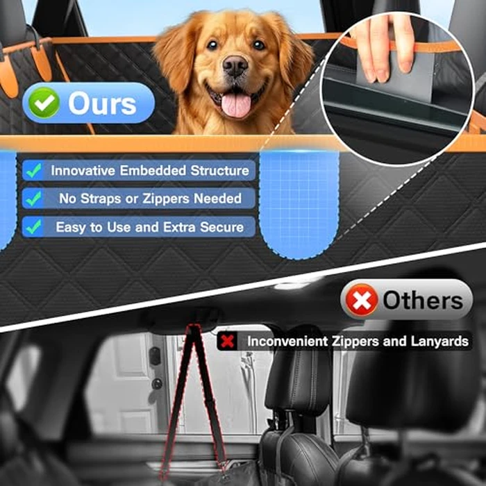 Dog Car Seat Cover for Back Seat, Hard Bottom Car Seat Cover for Dogs with Door Protectors for Traveling and Camping with Pets, Waterproof and Scratch-Resistant, Suitable for Cars by Twesync - Image 9