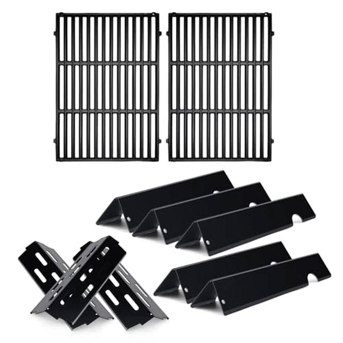 Dictirdy Genesis ii E-310 Cast Iron Grill Grates for Weber Genesis ii Grill Parts 66032 Porcelain Flavorizer Bars 66685 Heat Deflector for Weber Genesis ii E-315 E-335 S-335 300 Series GS4 Grill Parts by Dictirdy - Image 1