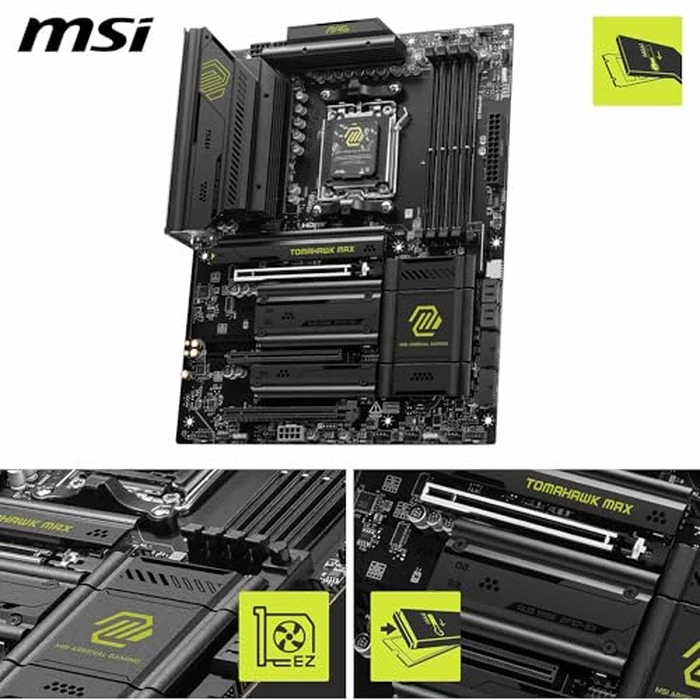 MSI MAG B850 Tomahawk MAX WiFi Gaming Motherboard (AMD Ryzen 9000/8000/7000 Series Processors, AM5, DDR5, PCIe 4.0, M.2, SATA 6Gb/s, USB 3.2 Gen 2, HDMI/DP, Wi-Fi 7, Bluetooth 5.3, 2.5Gbps LAN, ATX) by MSI - Image 3