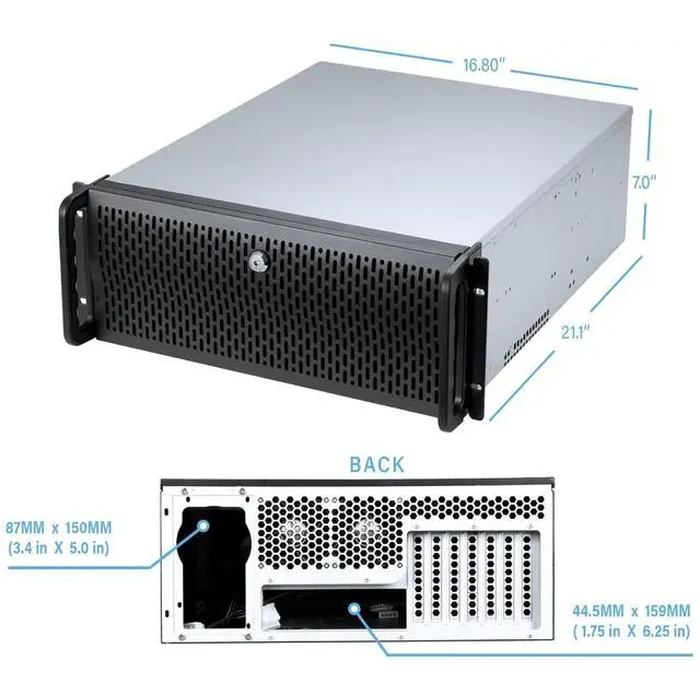 Rosewill 4U Server Chassis Rackmount Case - Upgraded Edition with Sudokoo SK120 PWM High-Airflow Fans | 8 x 3.5" HDD Bays, 3 x 5.25" Bays | ATX, CEB by Rosewill - Image 9