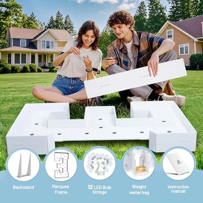 4FT Marquee Light Up Letters E,Party Decoration Large Marquee Light Up Letters with Weighted Water Bag,Pre-cut Foam Board Set Can Be Used for Birthdays,Weddings,Baby Anniversaries by Teebloom - Image 2