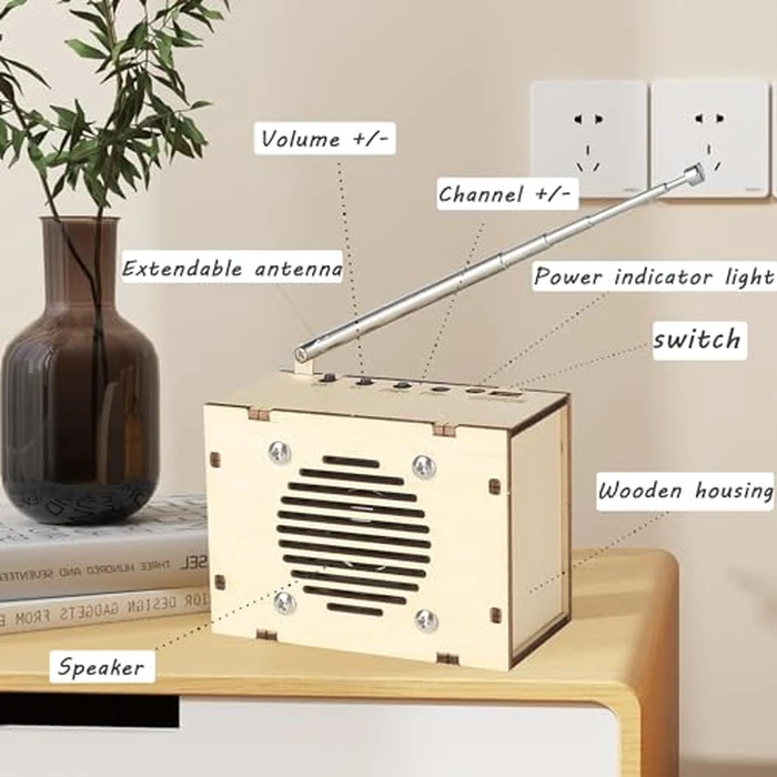 Science Kits for Kids Age 8-12 12-14, STEM Kits for Kids Age 8-10, STEM Toys Build Your Own FM Radio Kit, DIY Electronic Snap Circuits Projects Gifts for Teen Girls Boys 9 11 13 15 16+ (Classic Wood) by CYOEST - Image 5