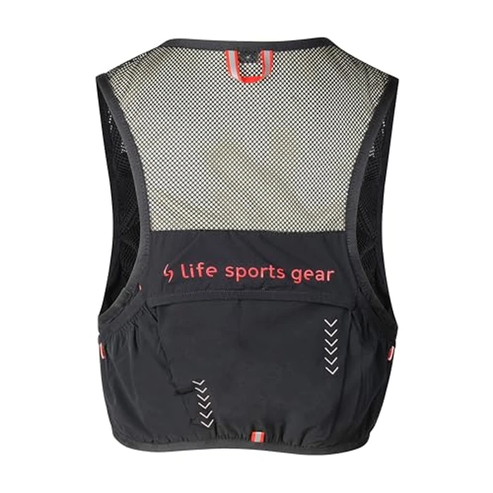 Life-Sport Gear Torrent Hydration Vest 2.5 Liters Capacity- Ultralight & Breathable - Adjustable - 7 Pockets - Reflective - Included 2 Soft Flasks (16oz/450ml) (Black / RED, Medium) by LIFE-SPORTS GEAR - Image 2