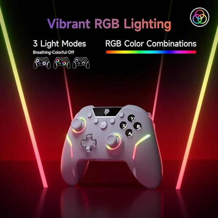EasySMX X20 Wireless Gaming Controller with RGB Backlit, 2-Stage Hall Effect Stick, 1000Hz Polling Rate, 6-Axis Gyro on Multi-Platform, Mech Buttons- Compatible with PC/Switch/Steam/Android by EasySMX - Image 3