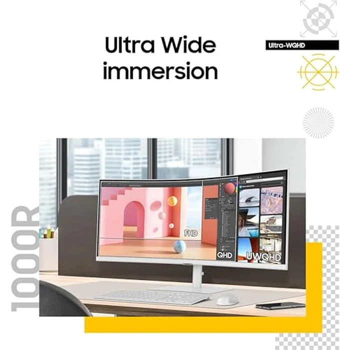 Samsung 34” ViewFinity (S65TC) Series Ultra-WQHD 1000R Curved Computer Monitor, HDR10, 100Hz, AMD FreeSync, Thunderbolt 4, Height Adjustable Stand, Built-in Speakers, Eye Care, LS34C650TANXGO, 2024 by Samsung - Image 5