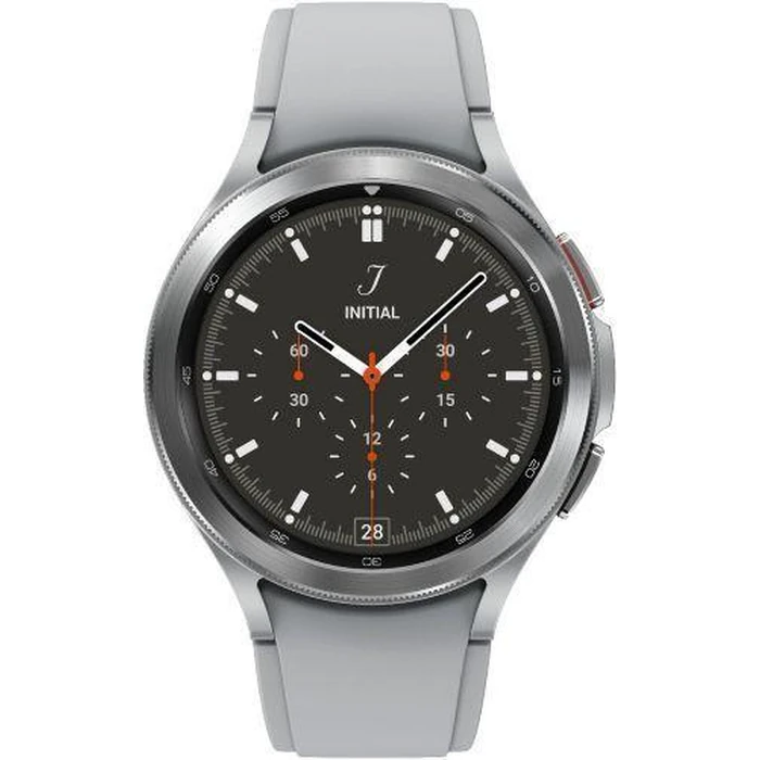 Samsung Galaxy Watch4 (Bluetooth + LTE) - 16GB - 42mm - Silver Classic (Stainless Steel) Case with Silver Fluoroelastomer Ridge Sports Band by Samsung - Refurbished - Acceptable condition