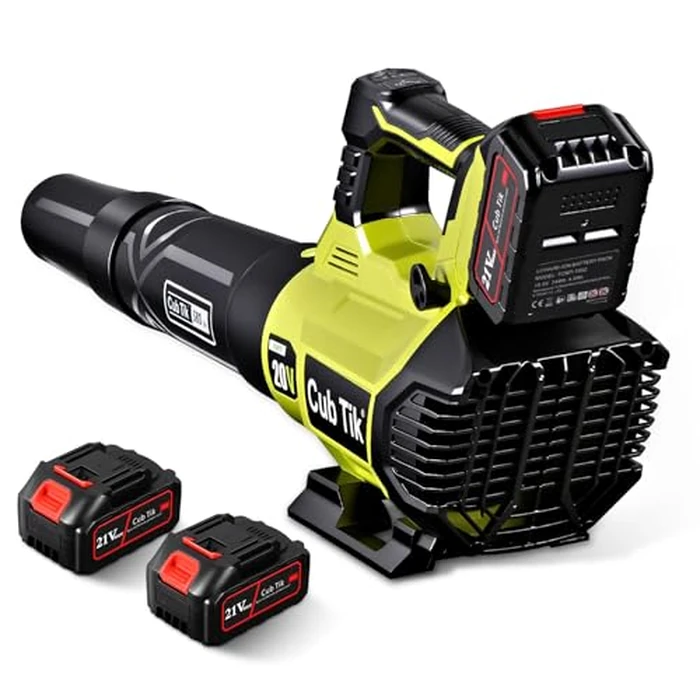 Leaf Blower Cordless with 2x4.0AH Batteries and Charger 580CFM 160MPH Electric Leaf Blower 2 Speed Mode Lightweight Battery Powered Leaf Blowers for Lawn Care Patio Garden Yard by Cub Tik - Used - Like New condition - US$46.32