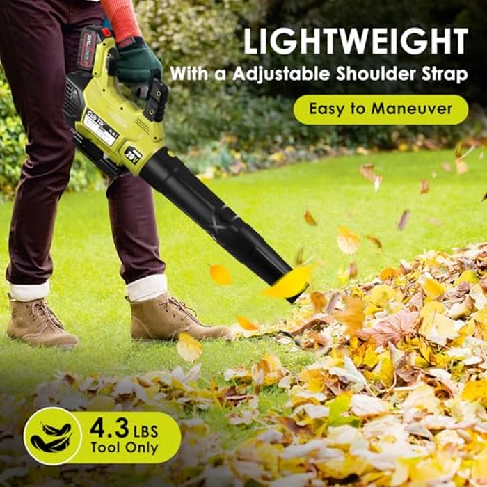 Leaf Blower Cordless with 2x4.0AH Batteries and Charger 580CFM 160MPH Electric Leaf Blower 2 Speed Mode Lightweight Battery Powered Leaf Blowers for Lawn Care Patio Garden Yard by Cub Tik - Image 6