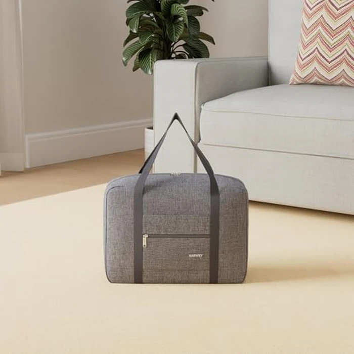 For Spirit Airlines Personal Item Bag 18x14x8 Foldable Travel Duffel Bag Tote Carry on Luggage Duffle Weekender Overnight for Women and Men (1112 Thick Series Grey) by Narwey - Image 2