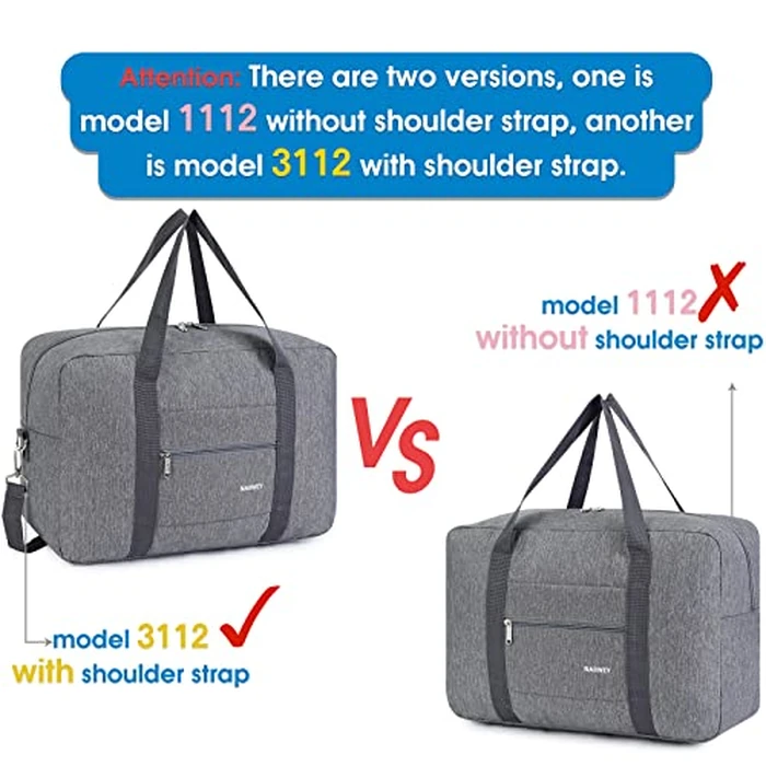 For Spirit Airlines Personal Item Bag 18x14x8 Foldable Travel Duffel Bag Tote Carry on Luggage Duffle Weekender Overnight for Women and Men (1112 Thick Series Grey) by Narwey - Image 7