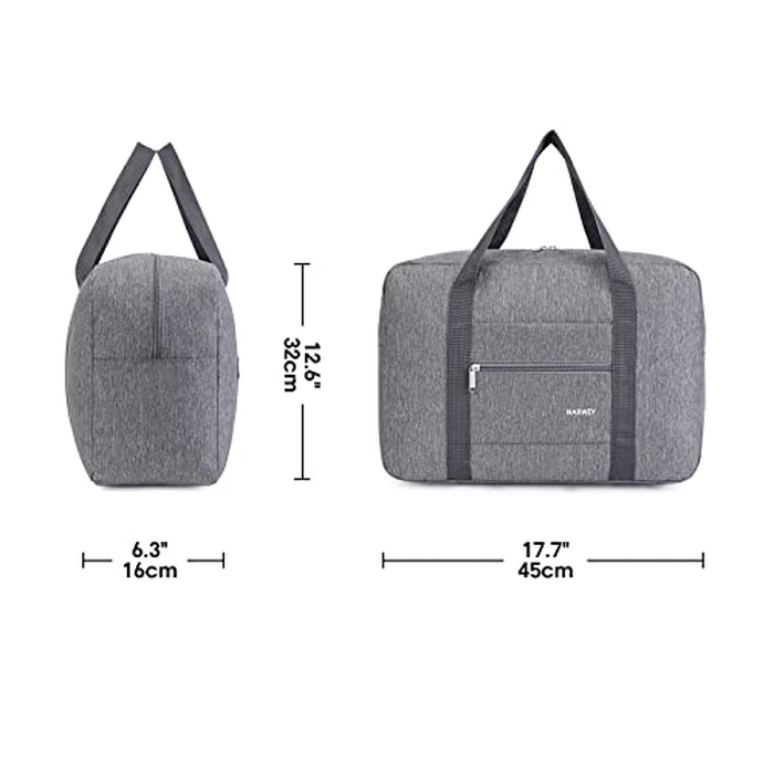 For Spirit Airlines Personal Item Bag 18x14x8 Foldable Travel Duffel Bag Tote Carry on Luggage Duffle Weekender Overnight for Women and Men (1112 Thick Series Grey) by Narwey - Image 8