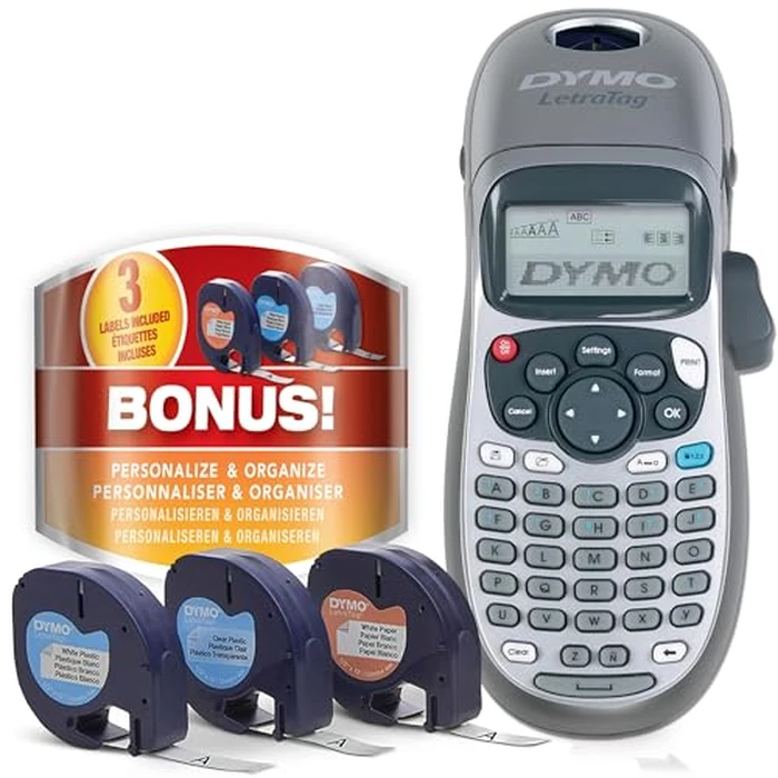 DYMO Label Maker Machine with Tape - 100H LetraTag Handheld, Comes with 3 LT label tapes. Great for Home & Office Organization by DYMO - Image 1