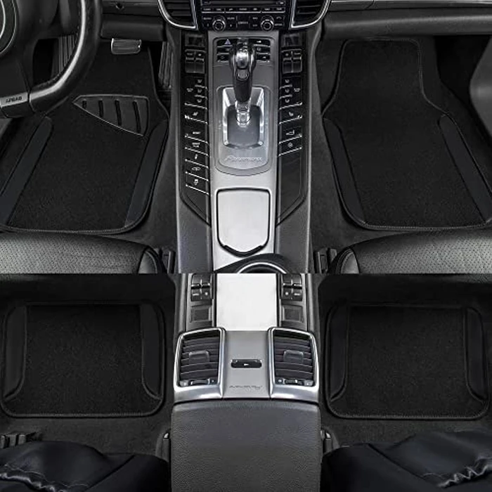 CAR PASS Waterproof Universal Fit Car Floor Mats, Faux Leather Car Carpet Mats, Black Car Mats with Anti-Slip Nibbs Backing & Driver Heel Pad Fit for SUV,Vans,sedans, Trucks,Set of 4pcs(All Black) by CAR PASS - Image 4