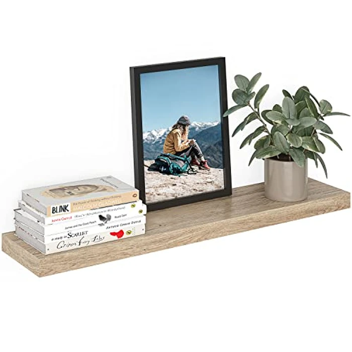 Ballucci Floating Shelf for Wall, 36 inch Natural Oak Color Shelf, Invisible Brackets, Wood Wall Shelf for Living Room, Bedroom, Kitchen Organizer, Room Decor by Ballucci - Image 1