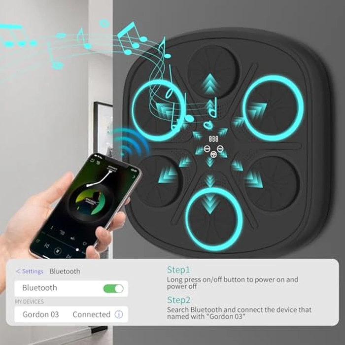 Yucate Music Boxing Machine, Wall Mounted Punching Bag with Bluetooth, Boxing Training Workout Equipment with Gloves, Ideal Gift for Kids and Adults, Home, Office and Gym by Yucate - Image 2