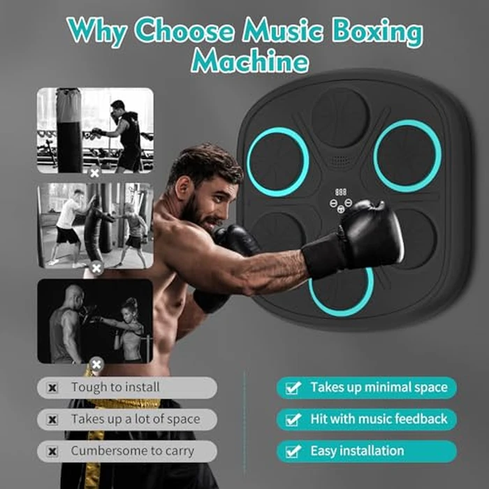Yucate Music Boxing Machine, Wall Mounted Punching Bag with Bluetooth, Boxing Training Workout Equipment with Gloves, Ideal Gift for Kids and Adults, Home, Office and Gym by Yucate - Image 5
