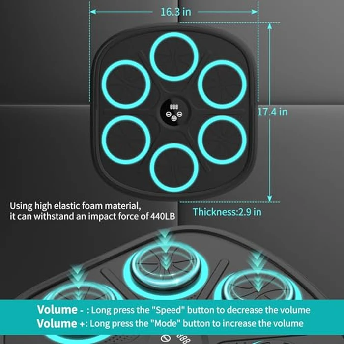 Yucate Music Boxing Machine, Wall Mounted Punching Bag with Bluetooth, Boxing Training Workout Equipment with Gloves, Ideal Gift for Kids and Adults, Home, Office and Gym by Yucate - Image 6