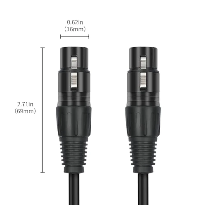 SZLliyxs 2 Pack 3 Pin XLR Female to Female Microphone Cables,6.6 FT,Professional Balanced Audio Cable with Oxygen-Free Copper, Gold-Plated Connectors - for Studio, Stage, PA Systems by SZLliyxs - Image 3