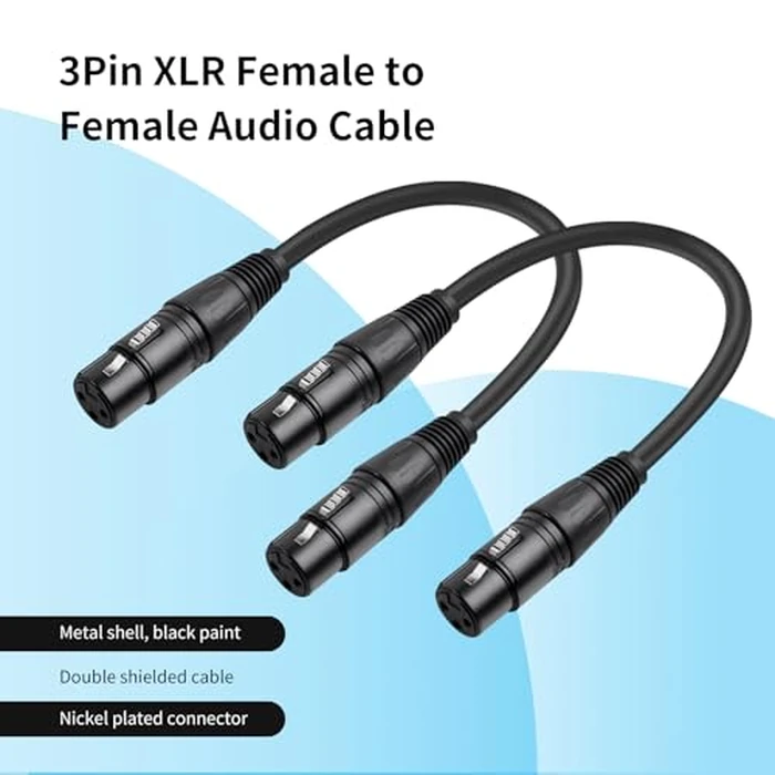 SZLliyxs 2 Pack 3 Pin XLR Female to Female Microphone Cables,6.6 FT,Professional Balanced Audio Cable with Oxygen-Free Copper, Gold-Plated Connectors - for Studio, Stage, PA Systems by SZLliyxs - Image 4