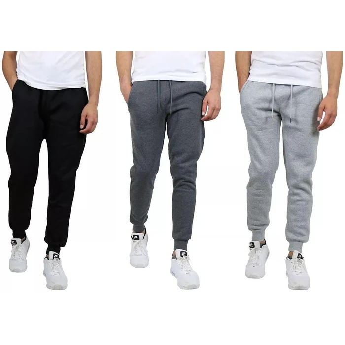 Blue Ice Men's Modern Fit Fleece Jogger Sweatpants 2X-Large (3-Pack) - Black-Charcoal-Heather Grey by Blue Ice - Refurbished - Brand New condition