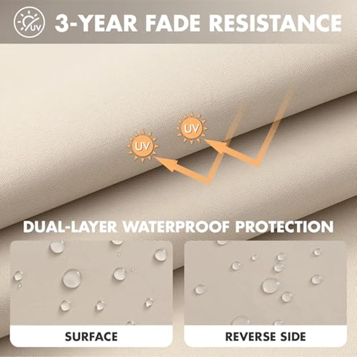 MIULEE Beige Outdoor Seat Cushion 22x22 Inch Waterproof & 3 Year Fade Resistant Deep Seat and Back Cushion for Patio Furniture Chair Sofa Couch with Handle and Adjustable Straps by MIULEE - Image 3