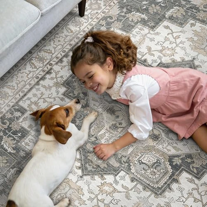 GENIMO Area Runner Rugs 2x5 for Living Room, Non-Slip Machine Washable Rug for Hallway Kitchen, Low Pile Print Rug for Bedroom Dining Room Home Office by GENIMO - Image 4