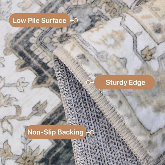 GENIMO Area Runner Rugs 2x5 for Living Room, Non-Slip Machine Washable Rug for Hallway Kitchen, Low Pile Print Rug for Bedroom Dining Room Home Office by GENIMO - Image 6